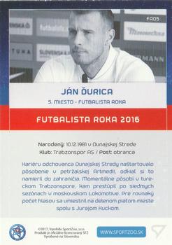 2017-18 SportZoo Futbalové Slovensko - Futbalista Roka 2016 #FR05 Jan Durica Back