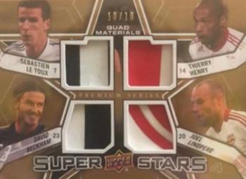 2012 Upper Deck MLS - Super Stars Quad Materials Premium Series #SS-EUR Sebastien Le Toux / David Beckham / Thierry Henry / Joel Lindpere Front
