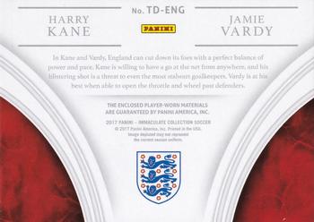 2017-18 Panini Immaculate Collection - Team Doubles #TD-ENG Harry Kane / Jamie Vardy Back