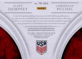 2017-18 Panini Immaculate Collection - Team Doubles Bronze #TD-US1 Clint Dempsey / Christian Pulisic Back