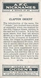 1933 Ogden’s Cigarettes AFC Nicknames #13 Clapton Orient Back