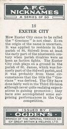 1933 Ogden’s Cigarettes AFC Nicknames #18 Exeter City Back