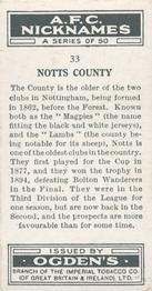 1933 Ogden’s Cigarettes AFC Nicknames #33 Notts County Back