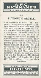 1933 Ogden’s Cigarettes AFC Nicknames #35 Plymouth Argyle Back