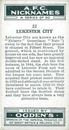 1933 Ogden’s Cigarettes AFC Nicknames #22 Leicester City Back