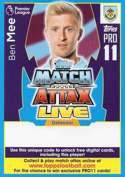 2017-18 Topps Match Attax Premier League - Pro 11 Match Attax Live code cards #PL18-CIPR05 Ben Mee Front