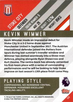 2017-18 Topps Premier Gold #109 Kevin Wimmer Back