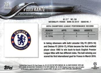 2017-18 Topps Chrome UEFA Champions League #76 N'Golo Kanté Back