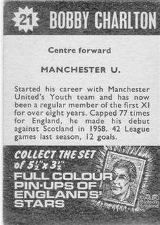 1967-68 A&BC Star Players #21 Bobby Charlton Back