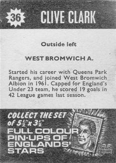 1967-68 A&BC Star Players #36 Clive Clark Back