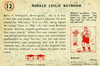 1958-59 A&BC Chewing Gum #12 Ron Baynham Back
