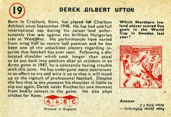 1958-59 A&BC Chewing Gum #19 Derek Ufton Back