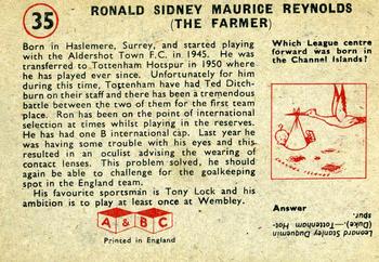 1958-59 A&BC Chewing Gum #35 Ronald Reynolds Back