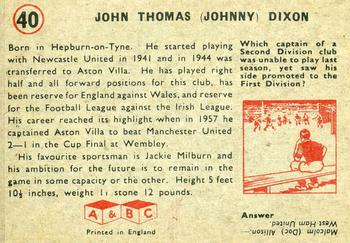 1958-59 A&BC Chewing Gum #40 John Dixon Back