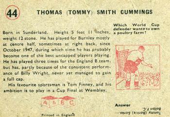 1958-59 A&BC Chewing Gum #44 Tom Cummings Back