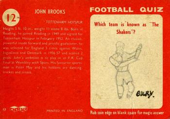 1959-60 A&BC Chewing Gum #12 John Brooks Back
