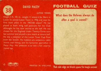 1959-60 A&BC Chewing Gum #38 David Pacey Back