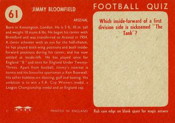 1959-60 A&BC Chewing Gum #61 Jimmy Bloomfield Back