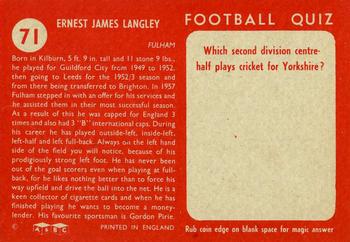1959-60 A&BC Chewing Gum #71 Jim Langley Back