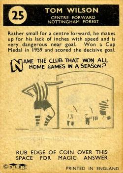 1960-61 A&BC Chewing Gum #25 Tom Wilson Back