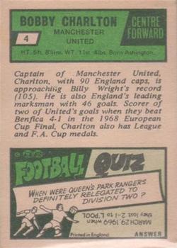 1969-70 A&BC Chewing Gum #4 Bobby Charlton Back
