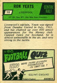 1969-70 A&BC Chewing Gum #10 Ron Yeats Back