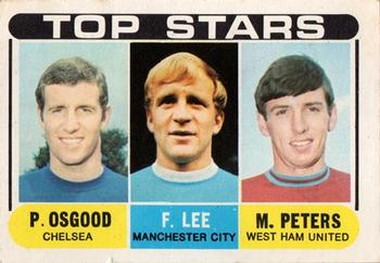 1969-70 A&BC Chewing Gum #NNO Top Stars (P. Osgood, F. Lee, M. Peters) Front