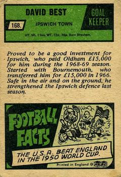 1969-70 A&BC Chewing Gum #168 David Best Back