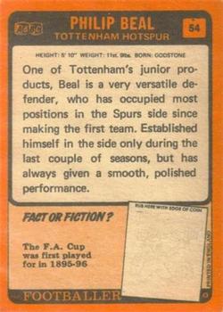 1970-71 A&BC Chewing Gum #54 Phil Beal Back