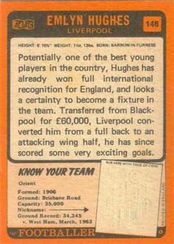 1970-71 A&BC Chewing Gum #146 Emlyn Hughes Back