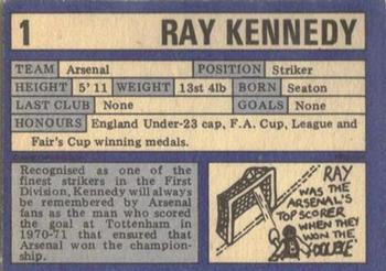 1973-74 A&BC Chewing Gum #1 Ray Kennedy Back