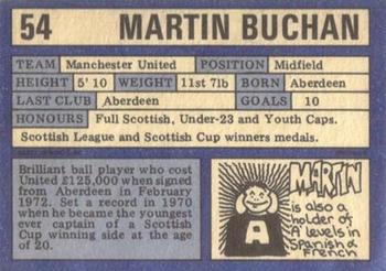1973-74 A&BC Chewing Gum #54 Martin Buchan Back