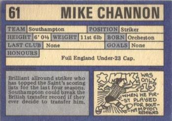1973-74 A&BC Chewing Gum #61 Mike Channon Back