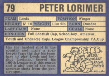 1973-74 A&BC Chewing Gum #79 Peter Lorimer Back