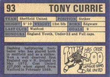 1973-74 A&BC Chewing Gum #93 Tony Currie Back