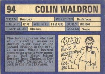 1973-74 A&BC Chewing Gum #94 Colin Waldron Back