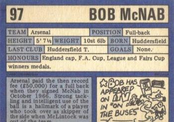 1973-74 A&BC Chewing Gum #97 Bob McNab Back
