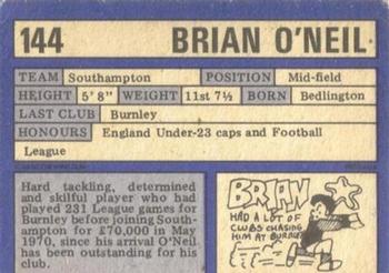 1973-74 A&BC Chewing Gum #144 Brian O'Neil Back