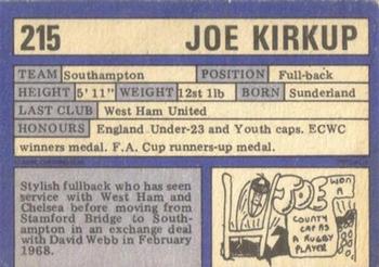 1973-74 A&BC Chewing Gum #215 Joe Kirkup Back