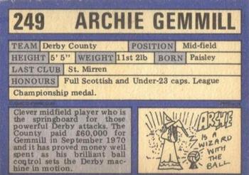 1973-74 A&BC Chewing Gum #249 Archie Gemmill Back