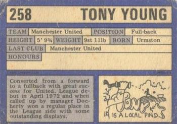 1973-74 A&BC Chewing Gum #258 Tony Young Back