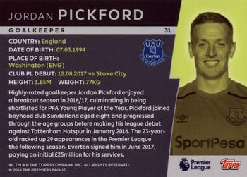 2018 Topps Platinum Premier League #31 Jordan Pickford Back