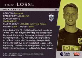 2018 Topps Platinum Premier League #36 Jonas Lossl Back