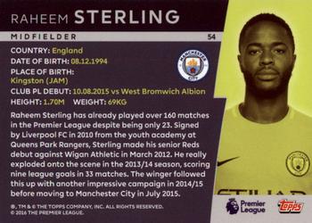 2018 Topps Platinum Premier League #54 Raheem Sterling Back