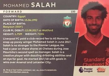 2018 Topps Platinum Premier League #150 Mohamed Salah Back