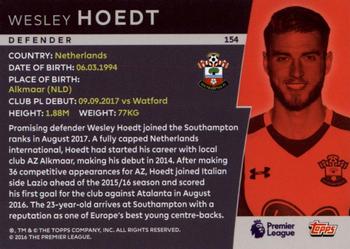 2018 Topps Platinum Premier League #154 Wesley Hoedt Back