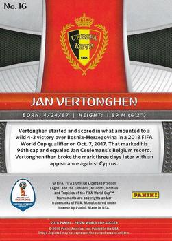 2018 Panini Prizm FIFA World Cup #16 Jan Vertonghen Back