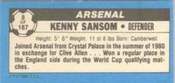 1981-82 Topps Footballer - Singles #8 Kenny Sansom Back
