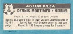1981-82 Topps Footballer - Singles #14 Dennis Mortimer Back