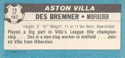 1981-82 Topps Footballer - Singles #15 Des Bremner Back